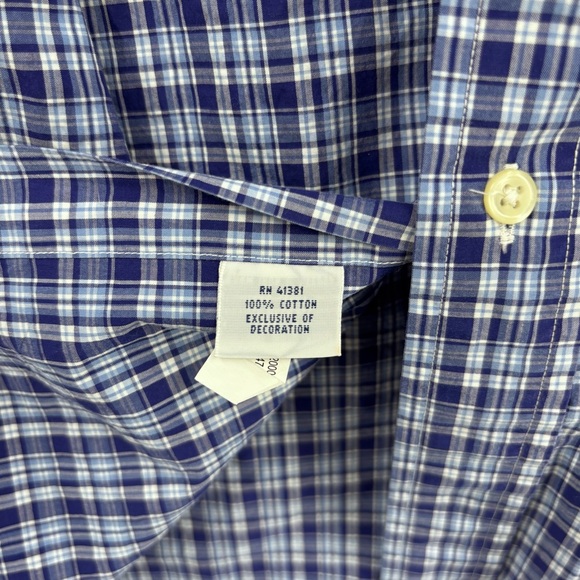 Ralph Lauren Blue White Plaid Long Sleeve Button Up Shirt Men’s 5XB Preppy - Picture 6 of 11